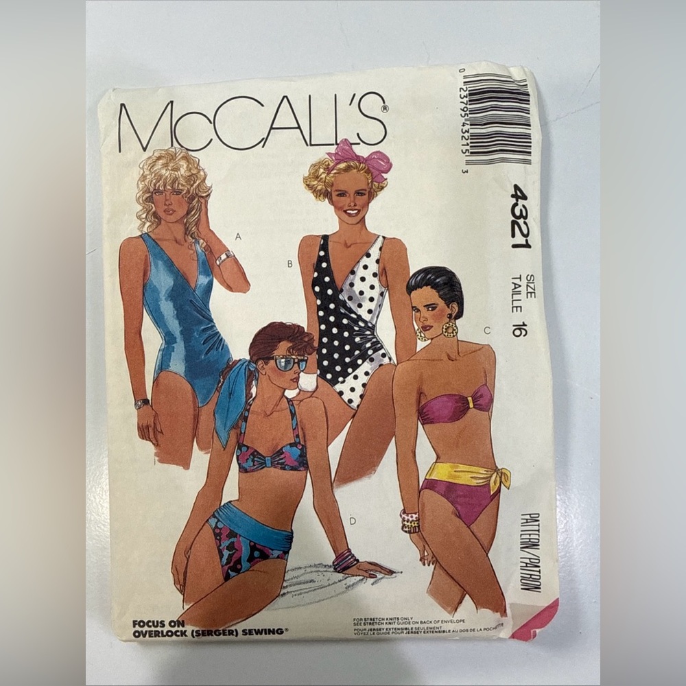 Mccalls sewing patterns 4321 Misses size‎ 16 Swimsuits Vintage 1989 Uncut